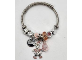 Pretty Silver Wrap Bracelet With Multiple Charms