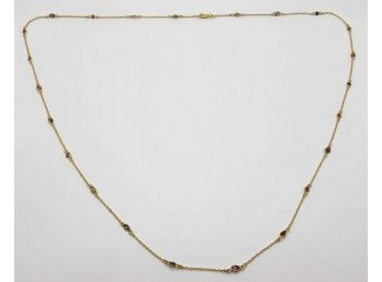 Multi-tourmaline Station Necklace In 14k Yellow Gold Over Sterling