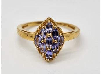 Tanzanite Ring In Yellow Gold Over Sterling