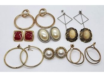 8 Pair Of Vintage Pierced Earrings
