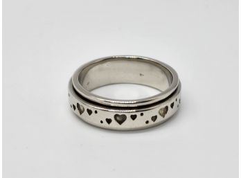 Size 5 Sterling Heart Spinner Ring