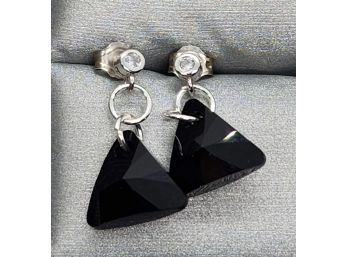 Swarovski Black Triangle Crystal Earrings