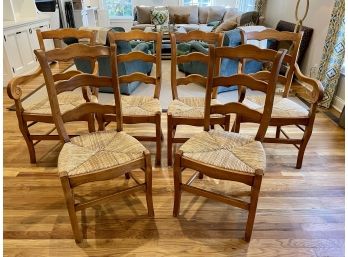 Six Lillian August Dining Chairs With Rushed Seats