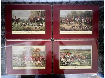 Boxed Set Of Fox Hunting Themed Cork Backed Placemats By Clover Leaf - With Original Box