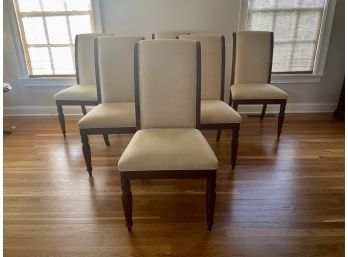 Six Hickory Upholstered Regency Dining Chairs From Safavieh Home