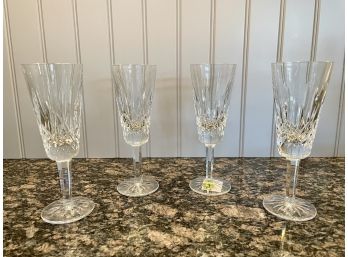 Four Waterford Lismore Flute Champagne Glasses - With Original Box
