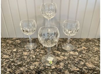 Four Waterford Crystal Lismore Oversize Wine Glasses - NEW In Individual Boxes