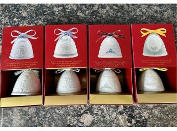 Four Lladro Annual Christmas Bells - 2000, 2001, 2002 & 2003 - With Original Boxes