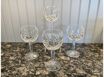 Four Waterford Lismore Crystal Oversize Wine Glasses