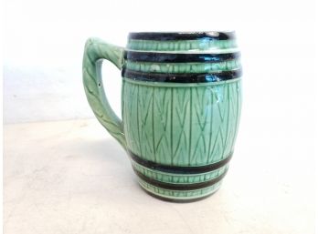 Vintage Green Barrel Coffee Mug - Made In Japan