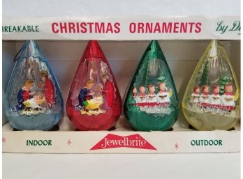 Set Of Four Unbreakable Indoor Outdoor Jewelbrite Christmas Ornaments By Decor