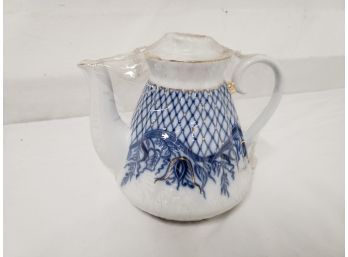 Little Nantucket Cobalt Blue And White Teapot New