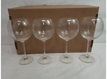 Four Very Large Clear Balloon Red Wine Glasses