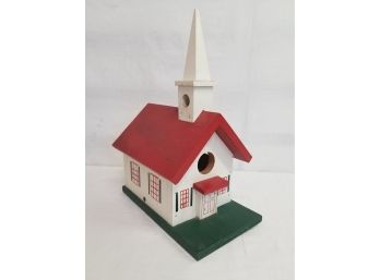 Red, Green & White Wooden Christmas Bird House