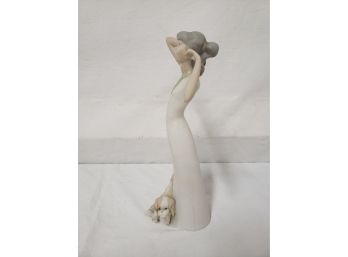 Sleepy Girl With Dog At Her Feet Ceramic Statue