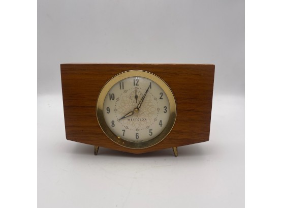 1958 Westclox Penthouse Walnut Alarm Clock - Mid Century Modern