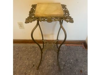 Ornate Metal Body And Marble Top Plant Stand