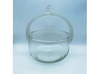 Unique Glass Basket With Coiled Frosted Glass Handle