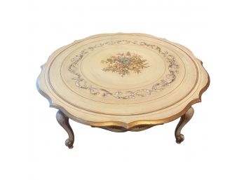 Katherine Heniek Hand Painted Circular Coffee Table With Gilded Accents
