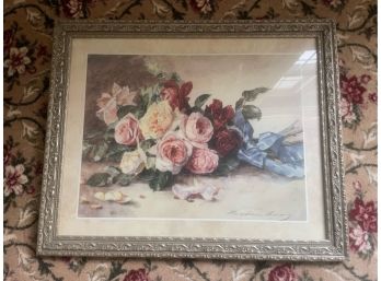 Flower Print With Silver Framing
