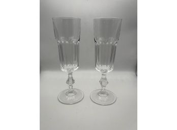 Pair Of Unique Glass Champagne Flutes - 2 Pieces