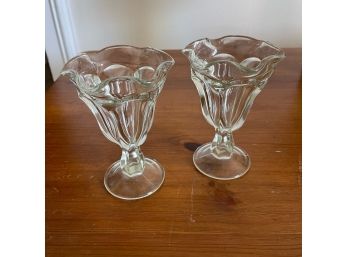 Vintage Pressed Glass Ice Cream Sundae Cups - Set Of 2