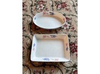 Floral Accented Genuine Bakeware Casserole And Serving Dishes - 2 Pieces