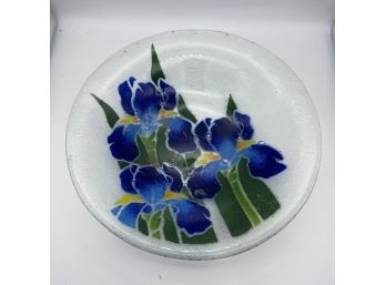 Peggy Karr Fused Glass Iris Bowl, 10' - Lot B