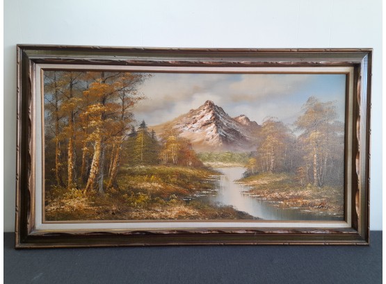 Large Forest/mountain Scene Signed W. Portland