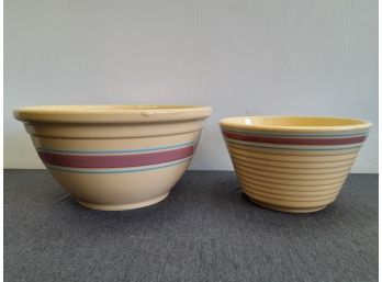 Pair Of Yellowware Ovenware Bowls