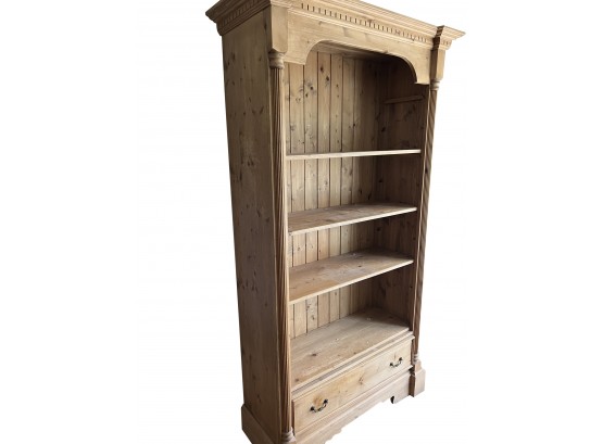 Tall Pine Bookcase With Bottom Storage Drawer