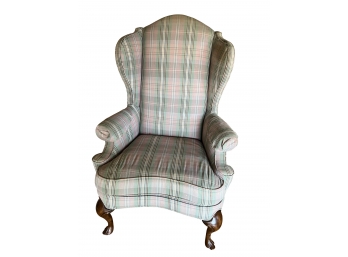 Plaid Wing Back Chair