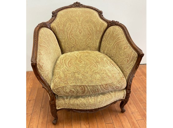 Vintage French Bergere Style Carved Wood Armchair, Matches Chairs In Previous Lot