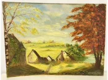 Vintage Original Oil Painting On Canvas Board, Signed, Unverified By Hedwig Marquardt, Unframed