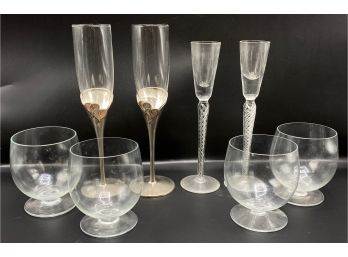 Set Lenox Wedding Flutes, Twist Stem Champagne Glasses & Set 4 Petite Stem Wine Glasses