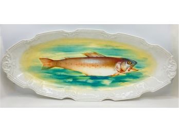 Vintage Limoges Coronet Large Fish Platter Handpainted By Duval, Signed, France