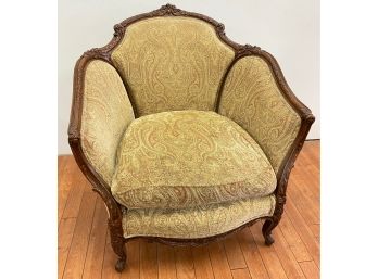 Vintage French Bergere Style Carved Wood Armchair, Matches Chairs In Previous Lot