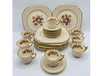 Vintage Syracuse China Old Ivory Pattern China With Gold Accents: Set Of 24