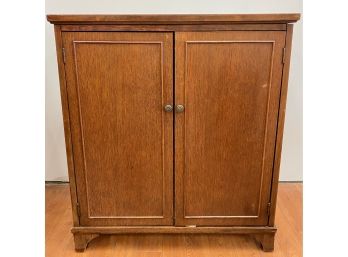 Mid Century Solid Wood Storage Cabinet With Slots For Records