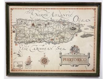 Vintage Peter Stevens 1964 Map Of Puerto Rico