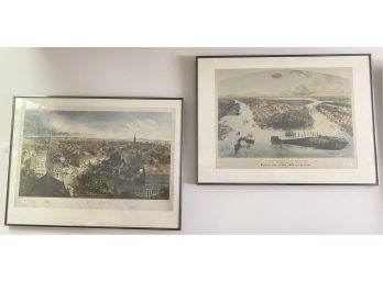 2 Vintage New York City Prints: The Empire City & From The Steeple Of St. Paul's Church &