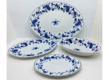 4 Vintage Royal Meissen Japan Fine China Platters & Serving Bowls, Matches Other Meissen Lots