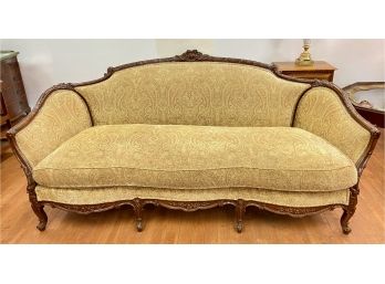 Vintage French Bergere Style Carved Wood Couch, Matches Chairs In Following Lot