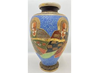 Vintage Japanese Hand Painted Satsuma Vase With Gold Accents
