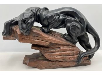 Vintage Alexander Danel Chalkware Panther Statue From Austin Sculptures, Signed