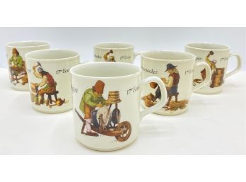 Set 6 Vintage 1970s Mitterteich Porcelain Mugs Of The Old Professions, Germany