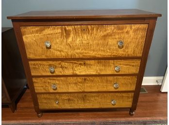 Antique Empire Cherry And Tiger Maple Chest Of Drawers