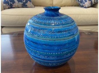 Blue  Vase From Flavia Montelupo , Italy By Aldo Londi??