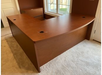 Stunning L-shaped Hon Desk And 2 Drawer Lateral File Cabinet With Key
