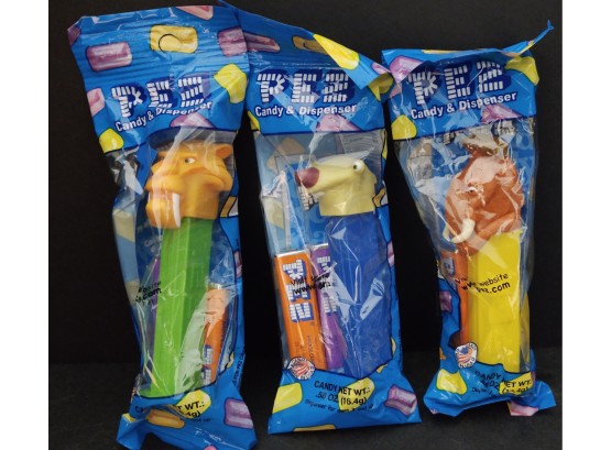 ICE AGE CHARACTERS PEZ DISPENSER LOT 3 Pcs UNOPENED